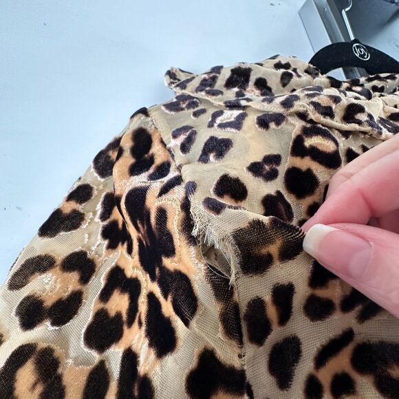 House of Harlow 1960 Cheetah Print Lafayette Wrap Front Tie Maxi Dress Ruffle L - Picture 8 of 16